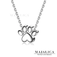 Majalica純銀項鍊S925鎖骨鍊女士短項鏈 愛的腳ㄚMEOW貓咪腳印 生日聖誕節交換禮物推薦 PN22030 40cm 銀色