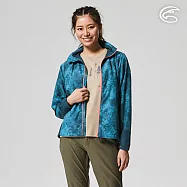 ADISI 女超撥水抗風尼網可拆帽外套AJ2121072 (S-2XL) / 防潑水 防風 網布內裡 排汗 快乾 L 深墨藍印花