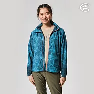 ADISI 女超撥水抗風尼網可拆帽外套AJ2121072 (S-2XL) / 防潑水 防風 網布內裡 排汗 快乾 XL 深墨藍印花