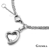 GIUMKA愛心鋼手鍊白鋼雙鍊層次手鏈 堅定的心 生日聖誕節交換禮物推薦 MB00578 19 銀色
