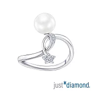 【Just Diamond】閃閃星辰珍珠(簡約版) 18K金鑽石戒指(港圍) 11 白金