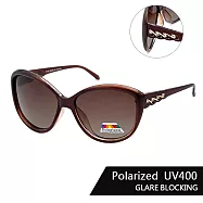 【SUNS】Polarized 時尚淑女祕戀鑲鑽波浪偏光墨鏡 大框顯小臉 輕量/防眩光/抗UV400 蜜棕茶