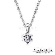 Majalica純銀鎖骨鍊S925女士短項鏈 六爪單鑽項鍊 生日聖誕節交換禮物銀飾推薦 銀色小墜 PN22030 40cm 銀色小墜