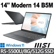 msi微星 Modern 14 B5M-234TW 14吋 商務筆電 (R5-5500U/8G/512G SSD/Win11)