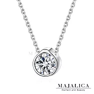 Majalica925純銀鎖骨鍊女士短項鏈 水滴單鑽項鍊 生日聖誕節交換禮物銀飾推薦 銀色大墜 PN22009 40cm 銀色大墜