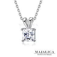 Majalica925純銀鎖骨鍊女士短項鏈 四爪方鑽單鑽項鍊 生日聖誕節交換禮物銀飾推薦 銀色小墜 PN22011 40cm 銀色小墜