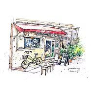 【玲廊滿藝】yumei _watercolor畫畫日子-大阪中崎町的異國風味18x26cm