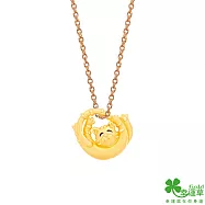 幸運草金飾 軟Q小貓黃金墜子 送黑皮繩項鍊