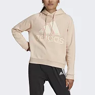 Adidas W Big Logo Hd [HB5107] 女 連帽上衣 帽T 運動 訓練 休閒 亞洲版 舒適 粉米 M 粉紅/米