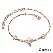 GIUMKA腳鍊幸運草愛語腳鏈精鍍玫瑰金 氣質甜美淑女款 玫金色款 ML04013 無 玫金色