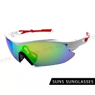【SUNS】運動眼鏡 戶外眼鏡 男女適用 台灣製 防滑/防爆鏡片/抗UV400 S823 炫彩白