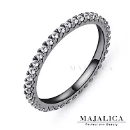 Majalica 925純銀戒指尾戒 整圈鑲崁線戒女戒食指戒子 精鍍黑金 單個價格 PR4004 3 黑金色白鋯美國圍3號