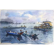 【玲廊滿藝】林國勇-滬尾漁港16x24cm