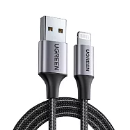 綠聯 iPhone充電線 蘋果官方認證 Lightning對USB連接線 快充 金屬編織版 (1公尺 銀色)