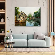 【御畫房】江南水鄉 國家一級畫師手繪油畫80&times;110cm VF-64 (客製商品)