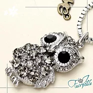 【伊飾童話】鑲鑽貓頭鷹*立體閃耀長鍊 銀