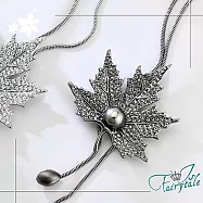 【伊飾童話】珍珠楓葉*滿鑽活動流蘇長鍊 黑