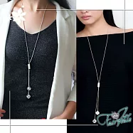 【伊飾童話】圓柱幸運草*流蘇活動長鍊 銀