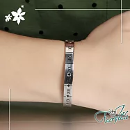 【伊飾童話】羅馬方牌*316L鈦鋼鋯石手環 男鍊銀