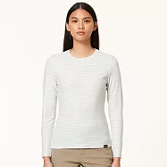 【HAKERS 哈克士】女款 圓領條紋天絲發熱衣 (登山健行/戶外休閒/機能服/長袖/衛生衣/保暖衣/保暖內衣) M 冰藍/雪白