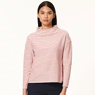 【HAKERS 哈克士】女款 半立領條紋天絲發熱衣 (登山健行/戶外休閒/機能服/長袖/衛生衣/保暖衣/保暖內衣) L 玫灰/雪白