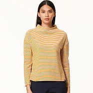 【HAKERS 哈克士】女款 半立領條紋天絲發熱衣 (登山健行/戶外休閒/機能服/長袖/衛生衣/保暖衣/保暖內衣) S 棕黃/雪白