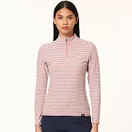 【HAKERS 哈克士】女款 立領半開襟條紋天絲發熱衣 (登山健行/戶外休閒/機能服/長袖/衛生衣/保暖衣/保暖內衣) XL 玫灰/冰藍