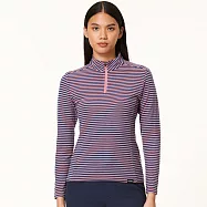 【HAKERS 哈克士】女款 立領半開襟條紋天絲發熱衣 (登山健行/戶外休閒/機能服/長袖/衛生衣/保暖衣/保暖內衣) S 玫灰/灰藍