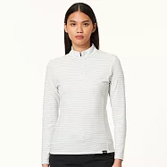 【HAKERS 哈克士】女款 立領半開襟條紋天絲發熱衣 (登山健行/戶外休閒/機能服/長袖/衛生衣/保暖衣/保暖內衣) L 冰藍/雪白