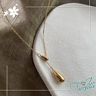 【伊飾童話】金鑌水滴*流蘇伸縮鈦鋼項鍊