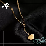 【伊飾童話】金耀愛心*流蘇伸縮鈦鋼項鍊