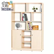【文創集】多莉 環保4.3尺南亞塑鋼雙拉門開放書櫃/收納櫃 時尚雙色