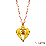 J&rsquo;code真愛密碼金飾 雙子座守護-天使之翼黃金墜子 送黑皮繩項鍊