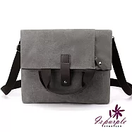【iSPurple】摺疊垂墜*帆布男性斜垮手提側背包 灰