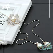 【伊飾童話】珍珠雛菊*水鑽花玫瑰金伸縮長鍊