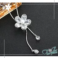 【伊飾童話】鋯石花瓣*珍珠流蘇伸縮長鍊 銀