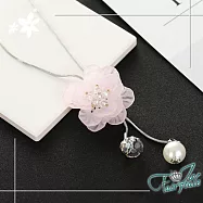 【伊飾童話】霧粉山茶花*珍珠流蘇伸縮長鍊