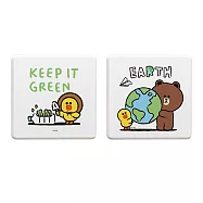 【LINE Friends】珪藻土吸水杯墊 環保系列 珪藻土 杯墊 (2入/組) (10*10*0.9cm) 綠色地球