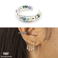 YAY You Are Young 法國品牌 Queen 珊瑚礁耳環 銀色豆豆耳骨夾