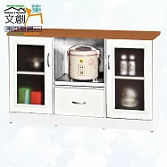 【文創集】南亞塑鋼 安卡多彩4.3尺托盤式雙開門單抽餐櫃/電器櫃(九色可選) 原木紋雙色