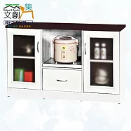 【文創集】南亞塑鋼 安卡多彩4.3尺托盤式雙開門單抽餐櫃/電器櫃(九色可選) 胡桃白雙色