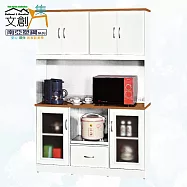 【文創集】南亞塑鋼 安卡多彩4.3尺托盤式六開門單抽高餐櫃/電器櫃組合(九色可選) 原木紋雙色