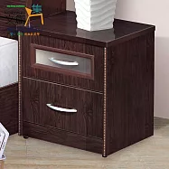 【文創集】南亞塑鋼 雪菲多彩1.7尺二抽塑鋼床頭櫃/床邊櫃(二色可選) 典雅雙色