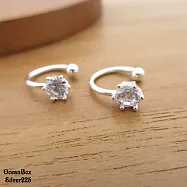 一對價。六爪鋯石耳骨夾925純銀夾式耳環