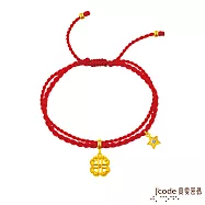 J&rsquo;code真愛密碼金飾 處女座-四葉幸運草 黃金紅繩手鍊