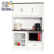 【文創集】凱爾 環保4.2尺南亞塑鋼三開門&單推門單抽高餐櫃/收納櫃組合 時尚雙色