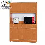 【文創集】泰亞 環保4.1尺南亞塑鋼推門三抽高餐櫃/收納櫃組合 時尚木紋