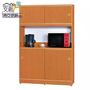 【文創集】泰亞 環保4.1尺南亞塑鋼推門高餐櫃/收納櫃組合 時尚木紋