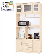 【文創集】泰亞 環保3.6尺南亞塑鋼五門三抽層架高餐櫃/收納櫃組合 時尚淺木紋