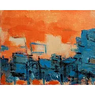 【玲廊滿藝】蔡仁德-橘與藍的街市22x27cm